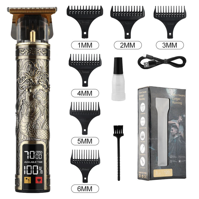 T9 LCD Vintage Cordless Hair Clipper Trimmer USB Fast Charging Portable Electric Shaver Barber Professional Hair Cutting Machine