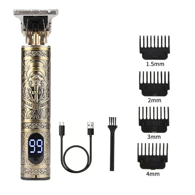 T9 LCD Vintage Cordless Hair Clipper Trimmer USB Fast Charging Portable Electric Shaver Barber Professional Hair Cutting Machine