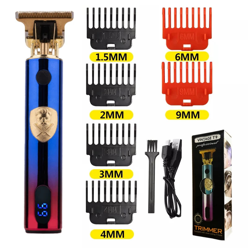 T9 LCD Vintage Cordless Hair Clipper Trimmer USB Fast Charging Portable Electric Shaver Barber Professional Hair Cutting Machine