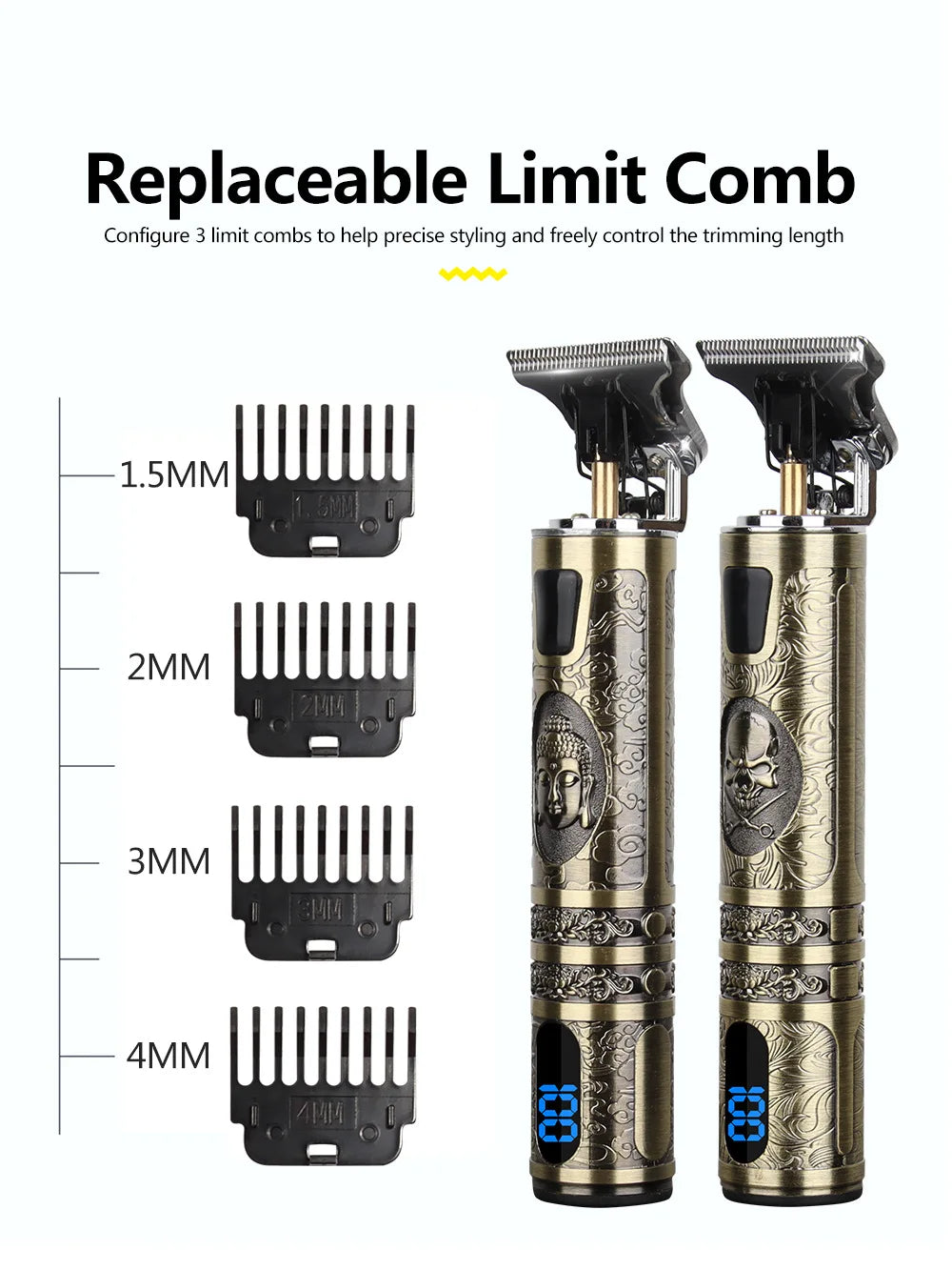 T9 LCD Vintage Cordless Hair Clipper Trimmer USB Fast Charging Portable Electric Shaver Barber Professional Hair Cutting Machine