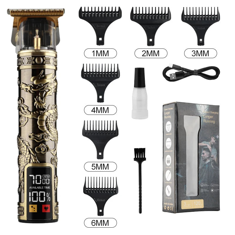 T9 LCD Vintage Cordless Hair Clipper Trimmer USB Fast Charging Portable Electric Shaver Barber Professional Hair Cutting Machine