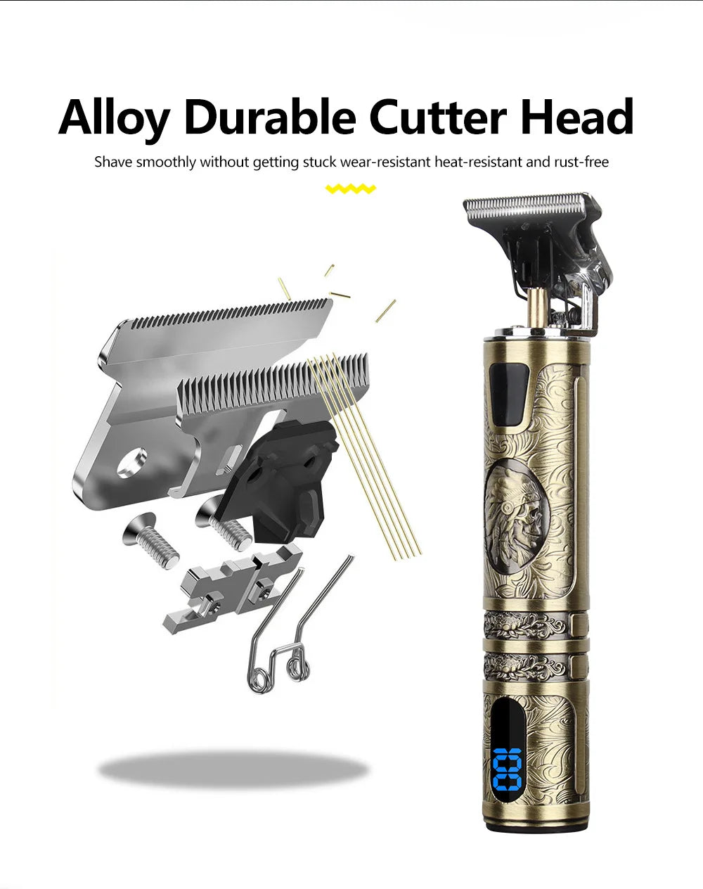 T9 LCD Vintage Cordless Hair Clipper Trimmer USB Fast Charging Portable Electric Shaver Barber Professional Hair Cutting Machine